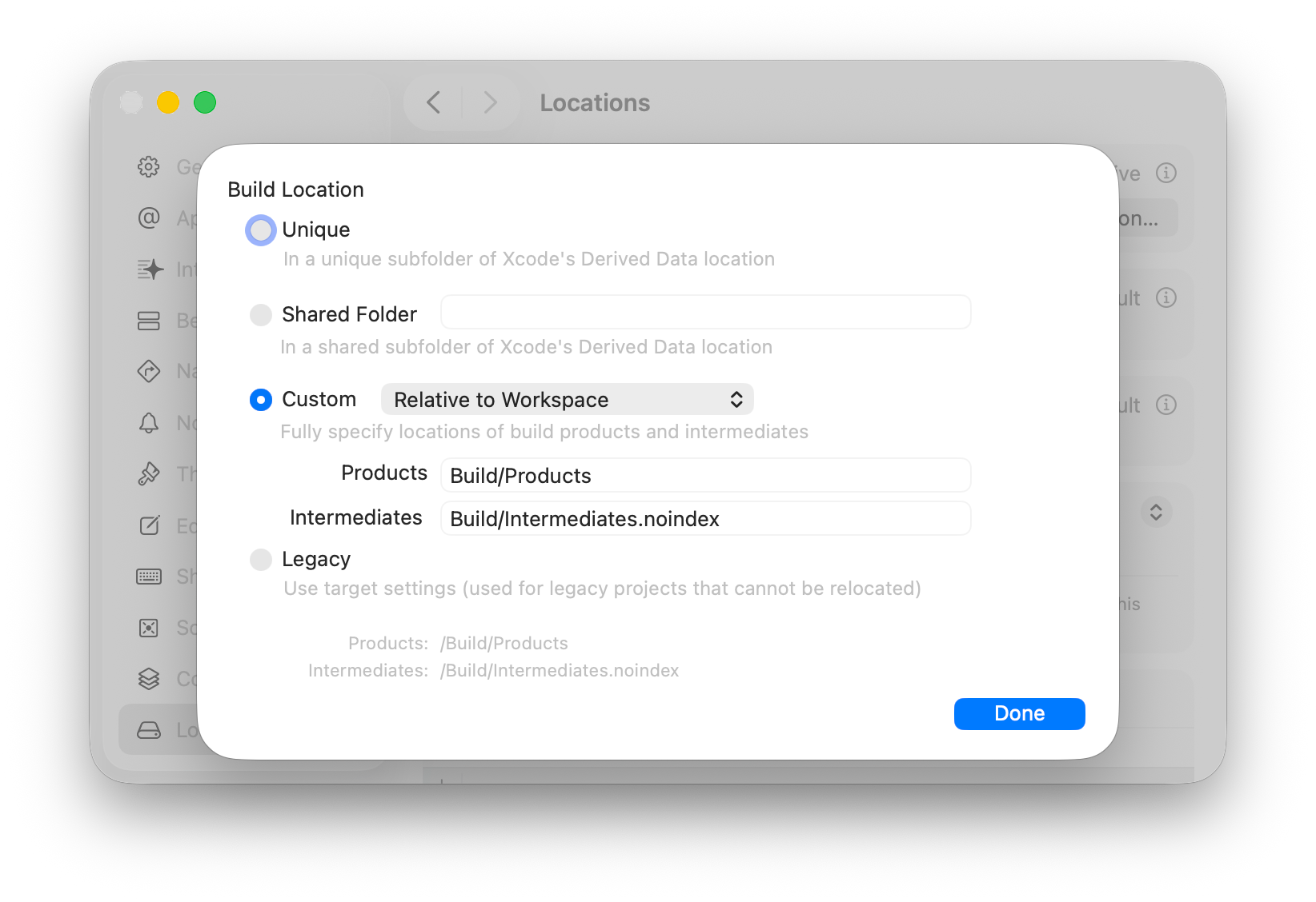 Xcode Derived Data 상세 설정