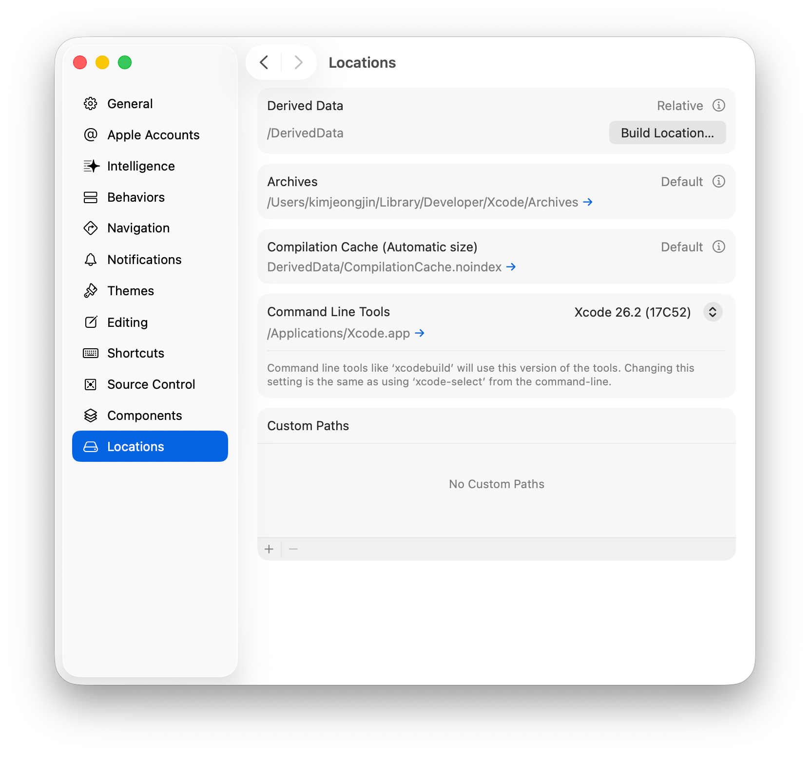 Xcode Locations 설정